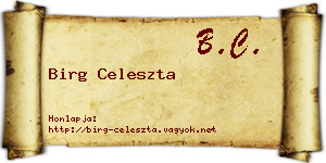 Birg Celeszta névjegykártya